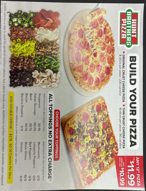 Hunt Brothers Pizza Menu image 2